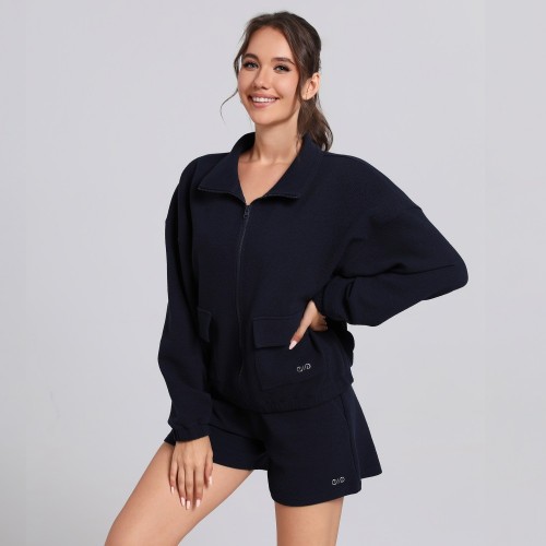 Cropped Zip up Sweatshirt Manufacturer | Custom Women Tracksuit Set Supplier