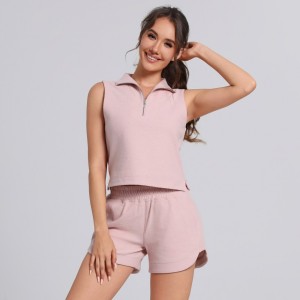 Cropped Zip up stand-up collar tank top Manufacturer | Custom Athletic shorts Supplier