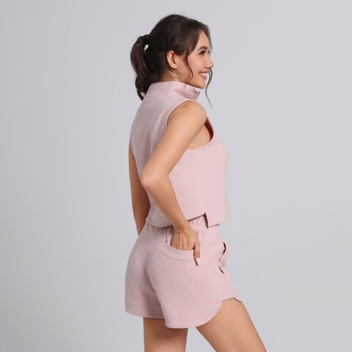 Cropped Zip up stand-up collar tank top Manufacturer | Custom Athletic shorts Supplier