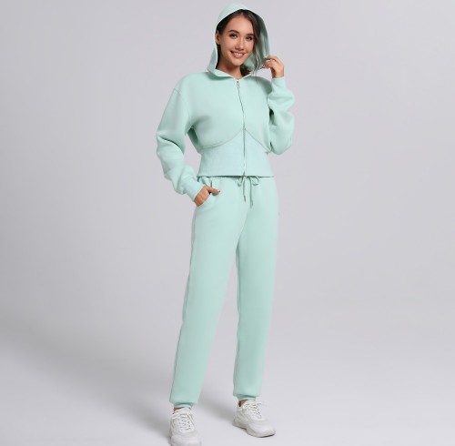 Oversized 2 Piece Zip up Hoodie Manufacturer |  Jogger Pants Athletic Wear Vendor