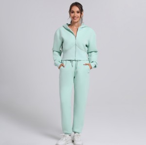 Oversized 2 Piece Zip up Hoodie Manufacturer | Jogger Pants Athletic Wear Vendor