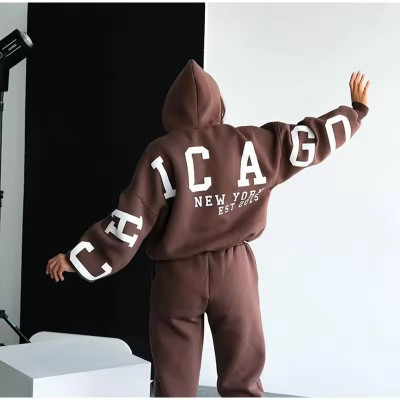 Custom Puff Printing Hoodie Set Manufacturer | 2 Two Sweat Pants Jogger Set suppliers