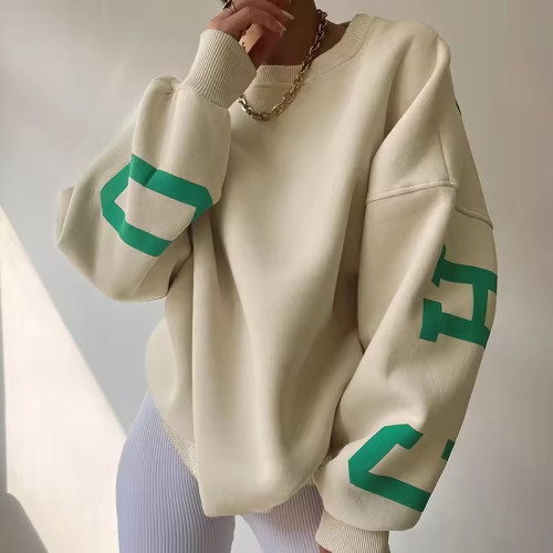 Custom Y2K Round Neck Women's Letter Sweatshirt Hoodie Manufacturer | Loose Fit Set Hoodie suppliers