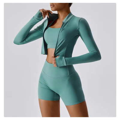 Custom Fitness Wear Sets Zipper Jacket Manufacturer | Nake Feeling Yoga Suit supplier