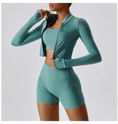 Custom Fitness Wear Sets Zipper Jacket Manufacturer | Nake Feeling Yoga Suit supplier