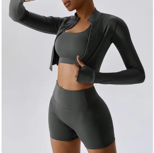 Custom Fitness Wear Sets Zipper Jacket Manufacturer | Nake Feeling Yoga Suit supplier