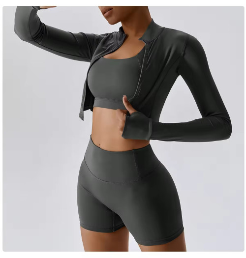 Custom Fitness Wear Sets Zipper Jacket Manufacturer | Nake Feeling Yoga Suit supplier