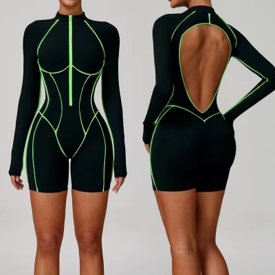 Zip up Workout Yoga Custom Jumpsuit Manufacturer | Long Sleeve Sport Romper suppliers