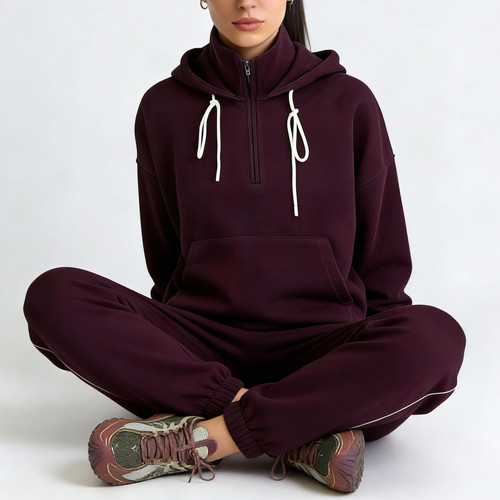 Custom Private Label Women Half Zip Hoodie Manufacturer | High Neck Pullover Hoodie supplier