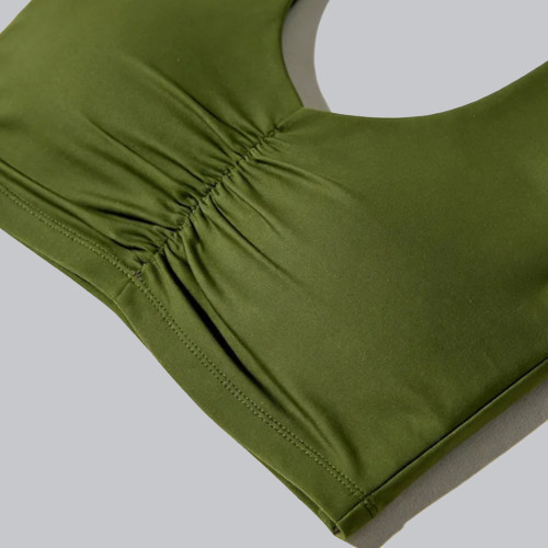 Ruched Front Halter Yoga Bra Manufacturer | Criss-cross Back Sports Bra supplier