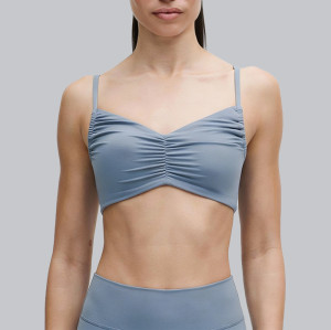 Custom OEM Ruched Front V-Neck Sports Bra Manufacturer | High Waist Biker Shorts Set supplier