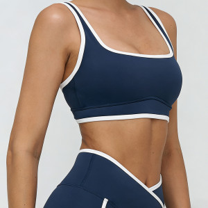 OEM Contrast Piping Yoga Set Manufacturer |Crossover Waistband Biker Shorts Factory