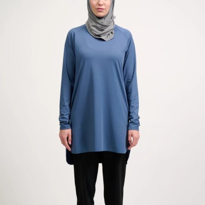 OEM Longline Tunic Women Modest Sportswear Manufacturer | Hijab Quick Dry Yoga Top Supplier