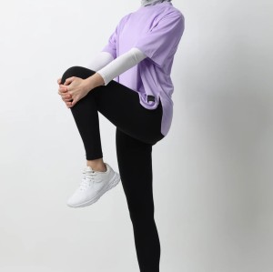 Custom Mock 2-Piece Yoga T-Shirt Loose Supplier | Modest Breathable Modest Running Gym Top Supplier
