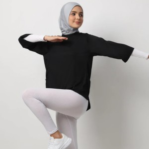 Custom OEM Modest Sportswear Supplier | Loose Fit Longline Workout Tunic Supplier