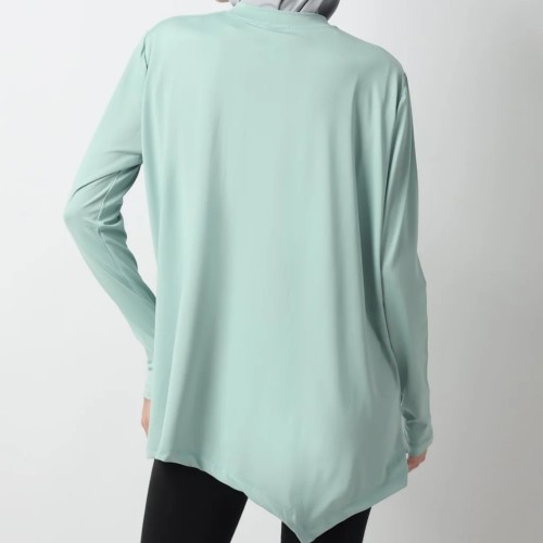 Custom Asymmetric Hem Long Sleeve Yoga Top Hijab Supplier | Modest Activewear Supplier