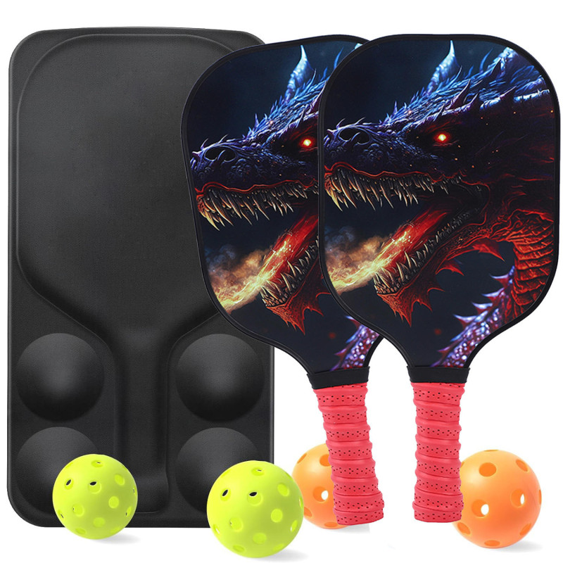 Wholesale Cool Dragon Graphic Pickleball Set Manufacturer | Honeycomb Composite Core Paddles Factory