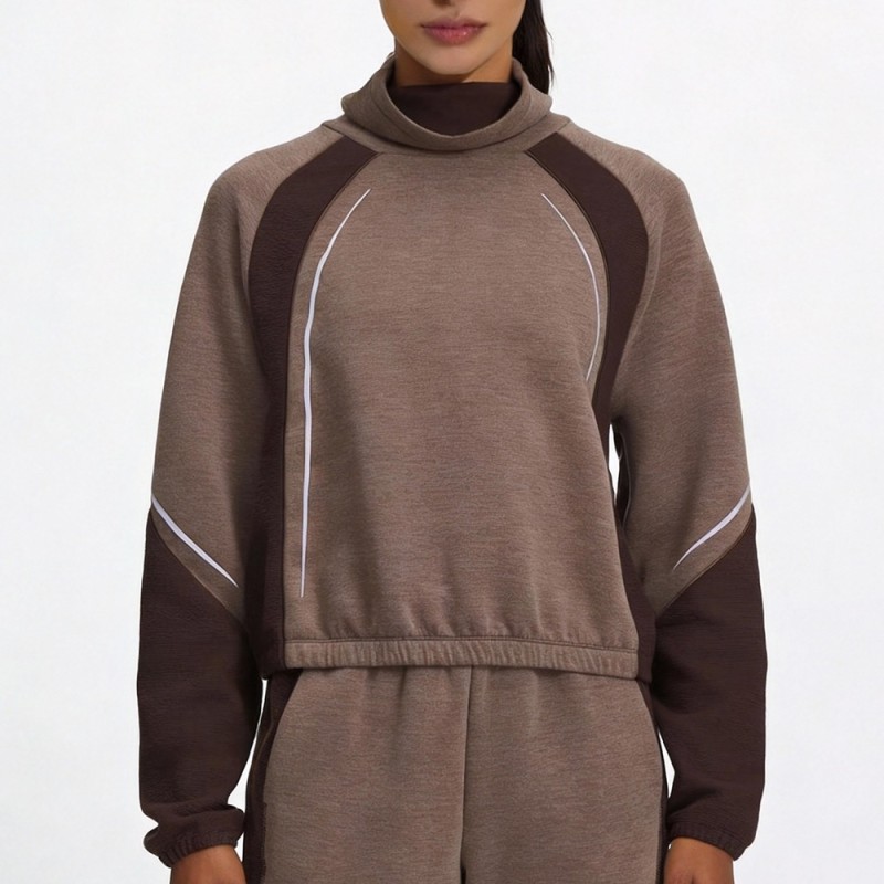 Custom Wholesale Color-Block Tracksuit Manufacturer | OEM Mock-Neck Joggers factory