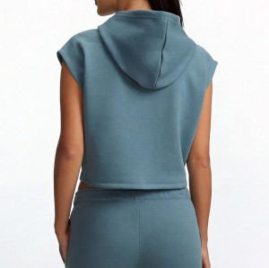 Custom Wholesale Sleeveless Hoodie Set Manufacturer | OEM Cropped Tank Joggers factory