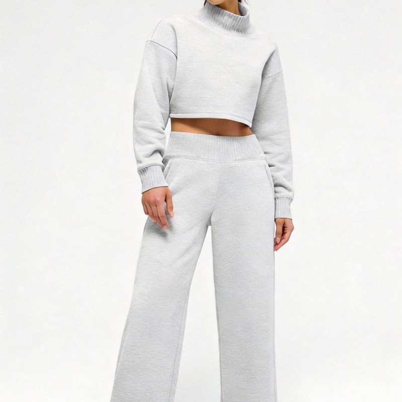 Custom Wholesale Mock-Neck Pullover Manufacturer | OEM Wide-Leg Loungewear factory