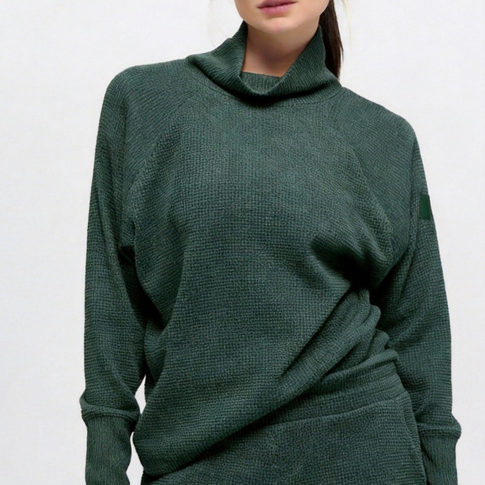 Mock-Neck Waffle-Knit Pullover Front
