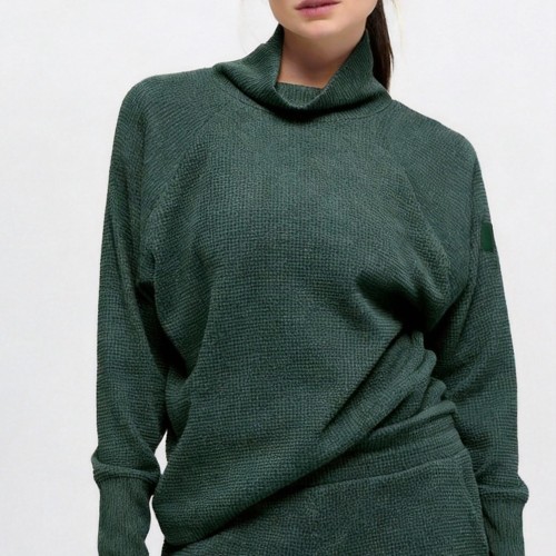 Custom Wholesale Waffle Knit Mock Neck Pullover Joggers Manufacturer | OEM Set factory