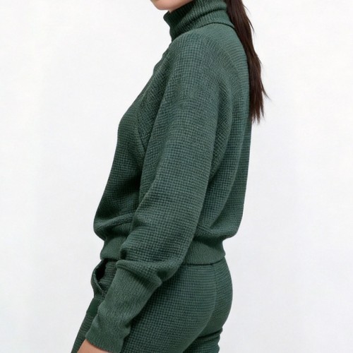 Custom Wholesale Waffle Knit Mock Neck Pullover Joggers Manufacturer | OEM Set factory