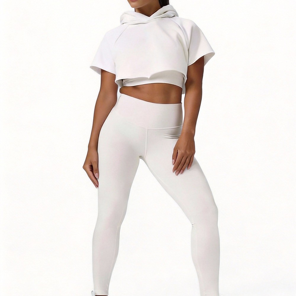 Short-Sleeve Cropped Hoodie Front