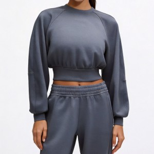 Custom Wholesale Cropped Raglan Pullover Joggers Manufacturer | OEM Set factory
