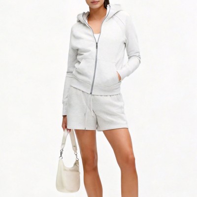 Custom Wholesale Full Zip Hoodie Shorts Set Manufacturer | OEM Shorts factory