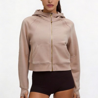Custom Wholesale Cropped Full Zip Hoodie Bike Shorts Manufacturer | OEM Set factory