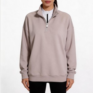 Custom Wholesale Taupe Half Zip Pullover Manufacturer | OEM Top factory