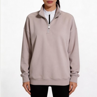 Custom Wholesale Taupe Half Zip Pullover Manufacturer | OEM Top factory
