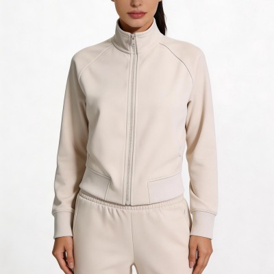Custom Wholesale Cream Full Zip Track Suit Manufacturer | OEM Tracksuit factory