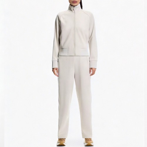 Custom Wholesale Cream Full Zip Track Suit Manufacturer | OEM Tracksuit factory