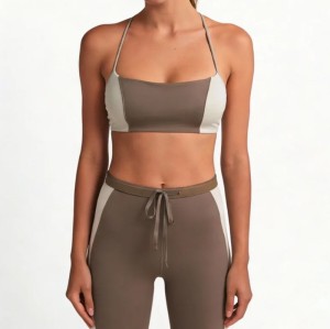 Custom Wholesale Color-Block Halter Sports Bra Set Manufacturer | OEM Yoga Leggings factory