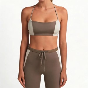 Custom Wholesale Color-Block Halter Sports Bra Set Manufacturer | OEM Yoga Leggings factory