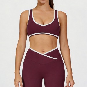Custom Wholesale V-Neck Sports Bra Set Manufacturer | OEM Studio Leggings factory