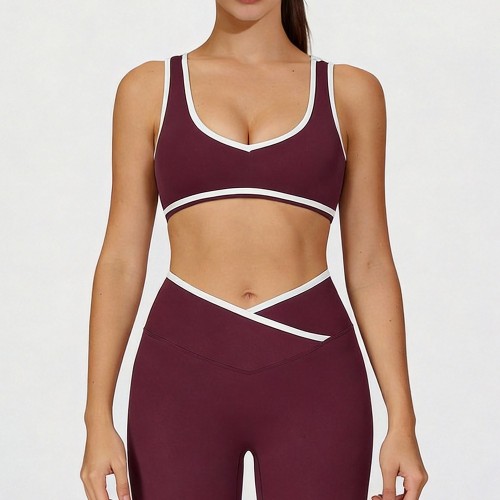 Custom Wholesale V-Neck Sports Bra Set Manufacturer | OEM Studio Leggings factory
