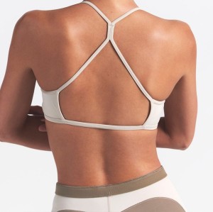 Custom OEM Mocha-Cream Color-Block Halter Bra & Leggings Set | Yoga Supplier