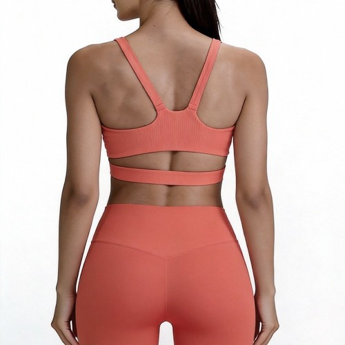 Custom Wholesale Ribbed Cutout Cami Bra Set Manufacturer | OEM Activewear factory