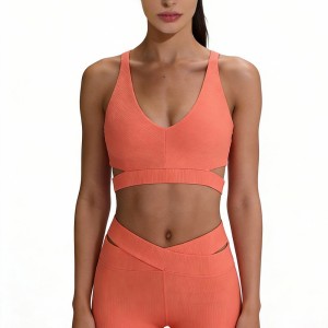 Custom Wholesale Ribbed Cutout Cami Bra Set Manufacturer | OEM Activewear factory