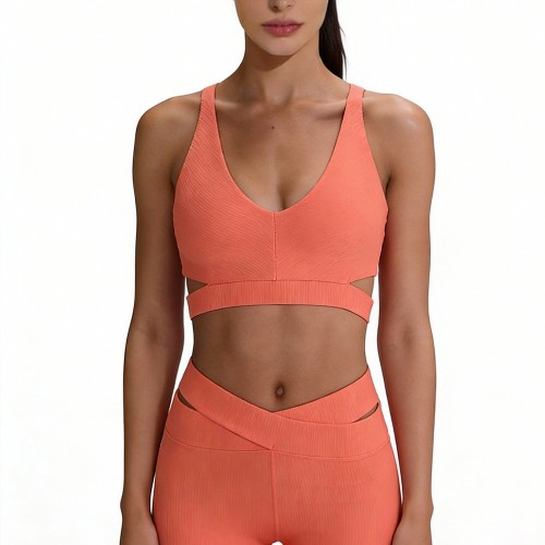 Custom Wholesale Ribbed Cutout Cami Bra Set Manufacturer | OEM Activewear factory