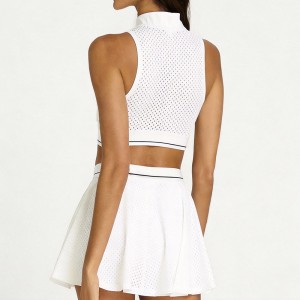 Custom Wholesale Perforated Crop Top Skirt Set Manufacturer | OEM Court Sportswear factory
