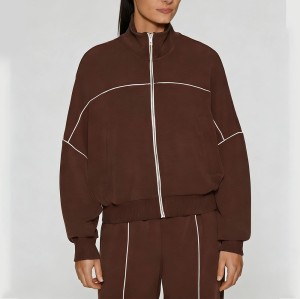 Custom Wholesale Chocolate Brown Track Jacket Joggers Set Manufacturer | OEM Athleisure factory