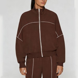 Custom Wholesale Chocolate Brown Track Jacket Joggers Set Manufacturer | OEM Athleisure factory