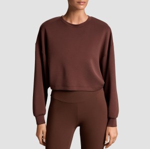 Custom Wholesale Mauve Open-Back Crop Sweatshirt Leggings Set Manufacturer | OEM Lounge factory
