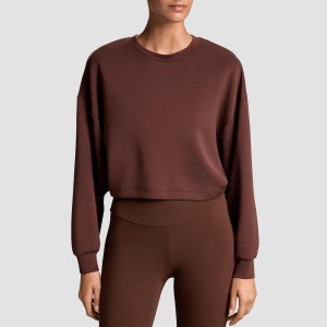 Custom Wholesale Mauve Open-Back Crop Sweatshirt Leggings Set Manufacturer | OEM Lounge factory
