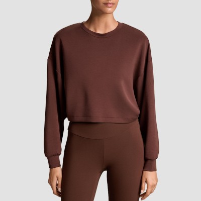 Custom Wholesale Mauve Open-Back Crop Sweatshirt Leggings Set Manufacturer | OEM Lounge factory