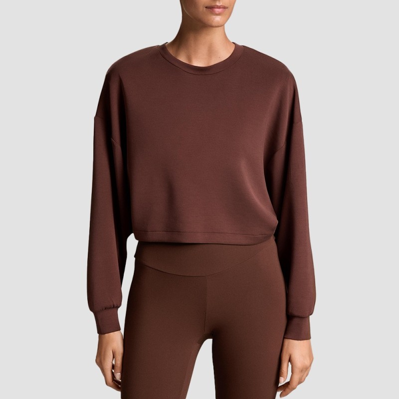 Custom Wholesale Mauve Open-Back Crop Sweatshirt Leggings Set Manufacturer | OEM Lounge factory